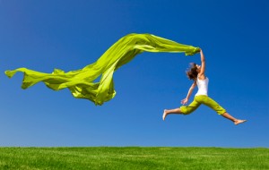 Hypnotherapy for Weight Loss & Weight Management, Happy woman leaping.